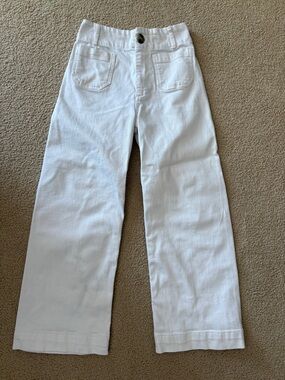 Pilcro White Wide-Leg Denim with Leather Brand Tag